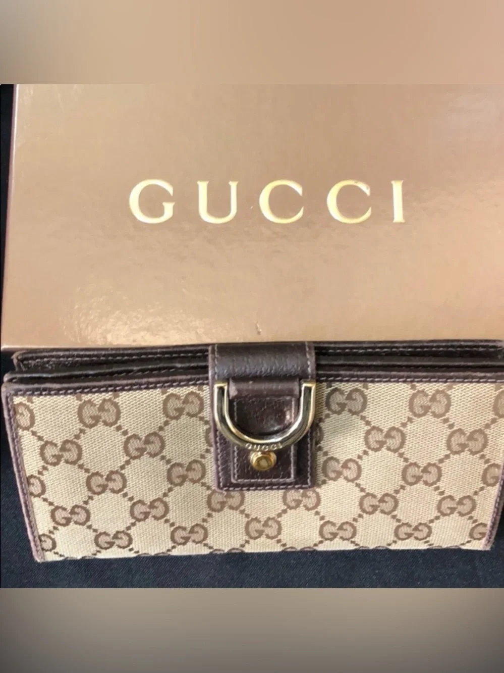 Gucci Beige and Brown Monogram Continental Wallet with Gold Hardware - Picture 3 of 16